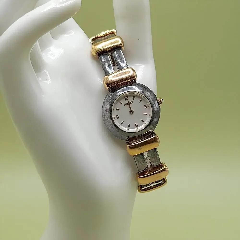 Vintage Monet Gold Silver Women's Watch, Japan Movement, NEEDS NEW BATTERY